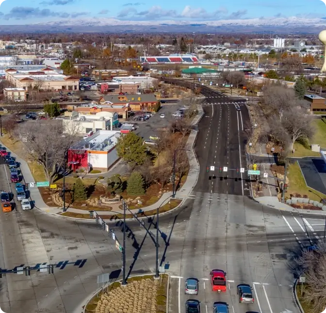 Drone shot of Meridian, Idaho.